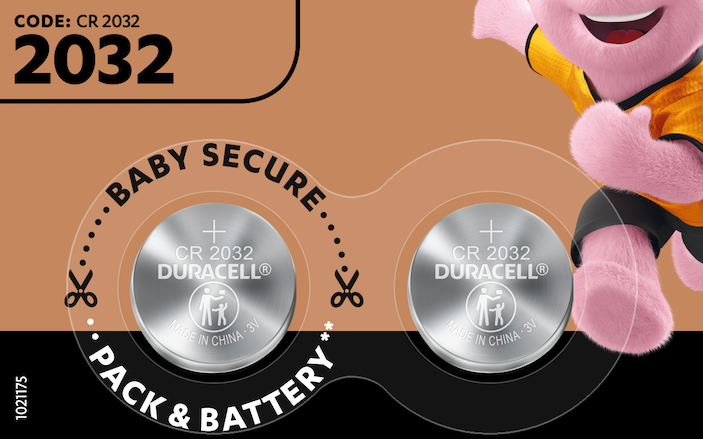Duracell 2032 Pile bouton lithium 3V, lot de 2, avec Technologie Baby